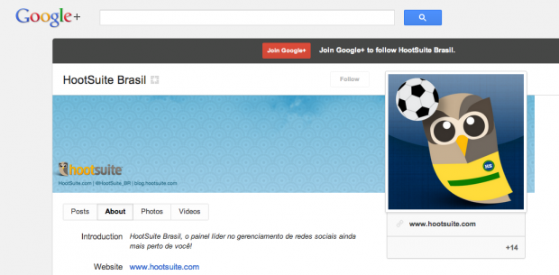 Página da HootSuite Brasil no Google+