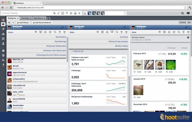 Add Statigram to your HootSuite dashboard for quick access to all of your Instagram stats. Click to zoom in.