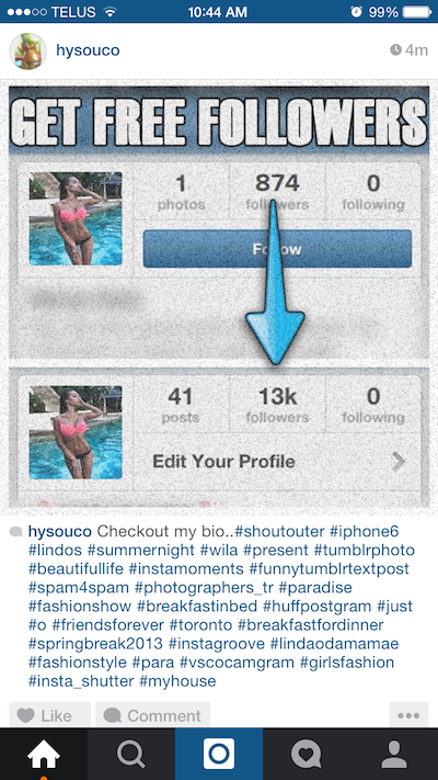 instagram spam 2 - get instagram followers bots