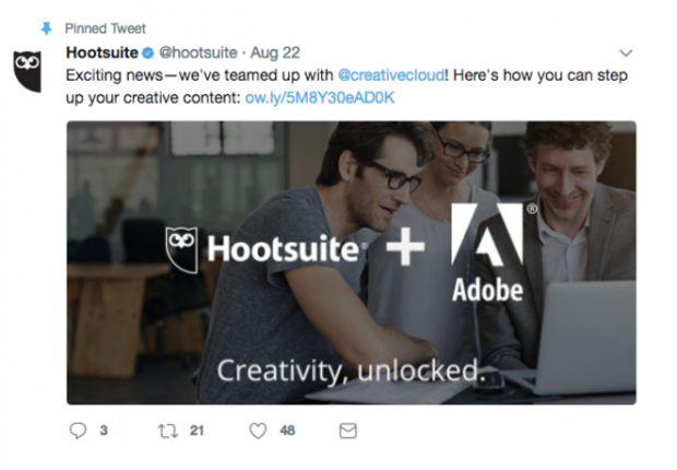 Pinned tweet on @Hootsuite