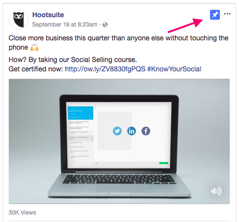 Screengrab of a Facebook post from Hootsuite