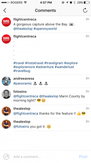 flight centre ca hides their instagram hashtags under line breaks and within the comment section - follow hashtags instagram copy and paste