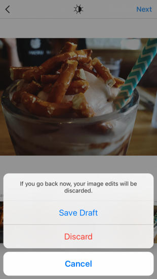 Save drafts in Instagram