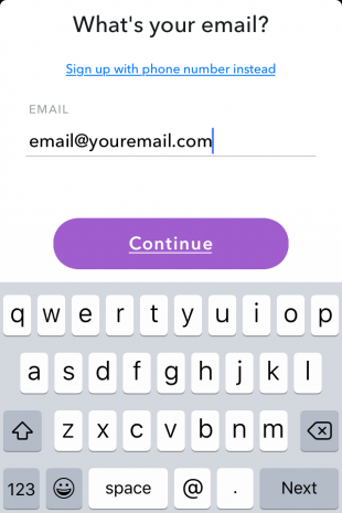 snapchat sign up without phone number