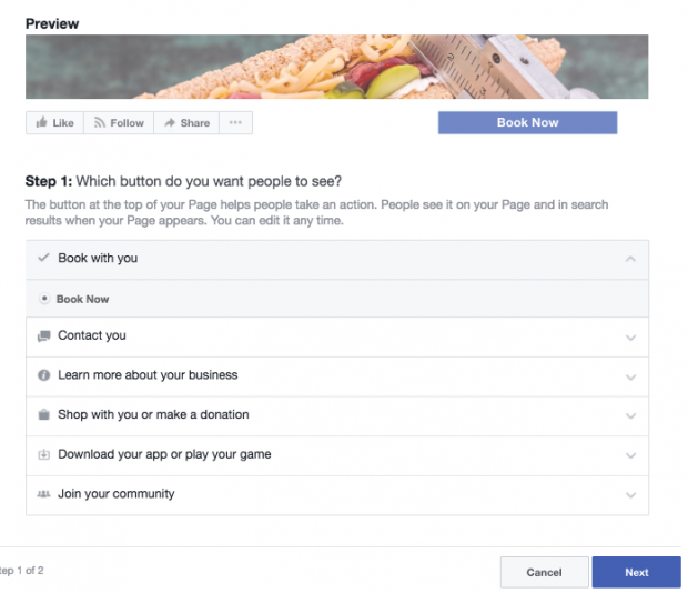 how to customize your CTA on your Facebook Page