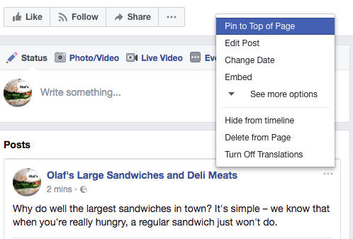 How to pin a post to the top of your Facebook post