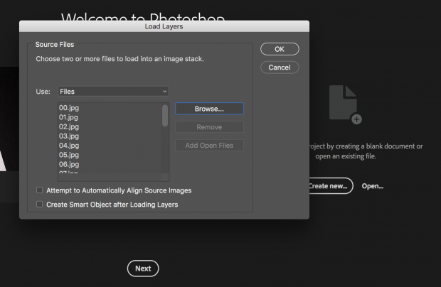 photoshop add open pictures to gif