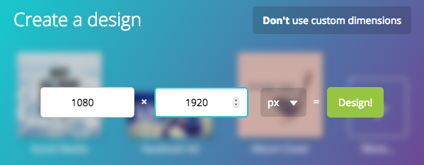 Choosing image dimensions on Canva