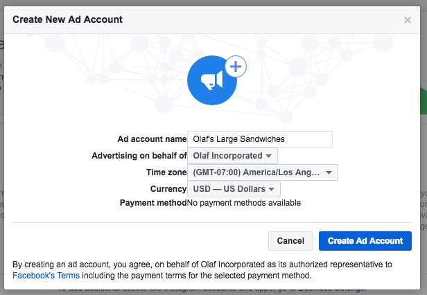 Create ad account