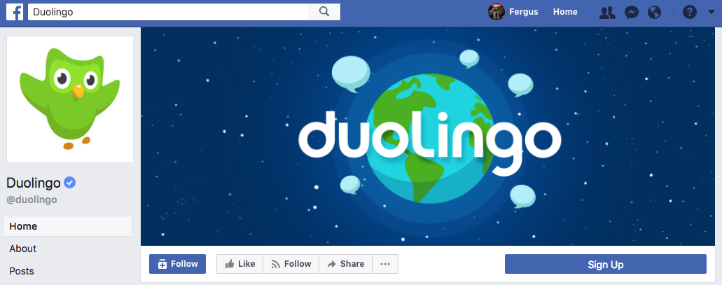 Photo de couverture Facebook de Duolingo