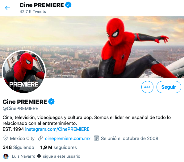 Cómo crear una descripción en tu perfil de Twitter https://twitter.com/CinePREMIERE