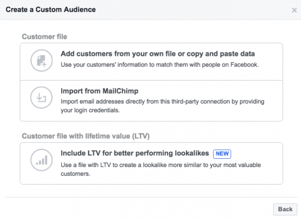 Importing from MailChimp menu