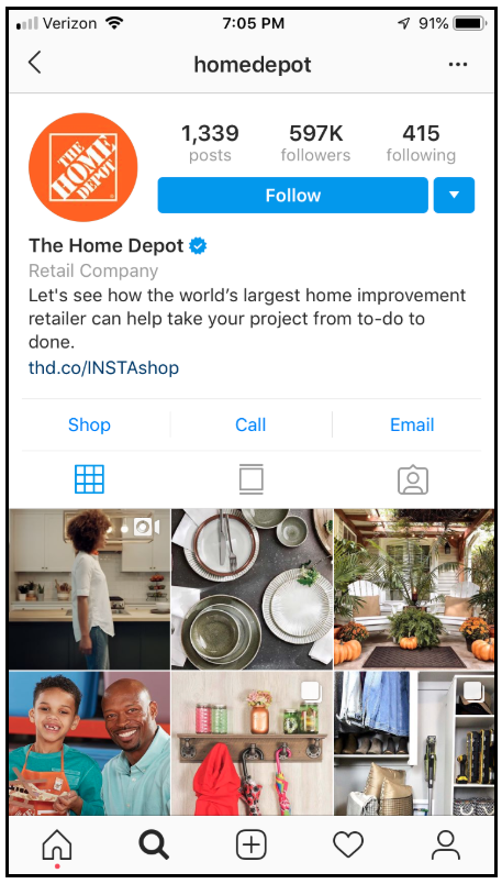 instagram marketing home depot