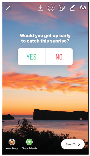 Instagram poll about the sunrise