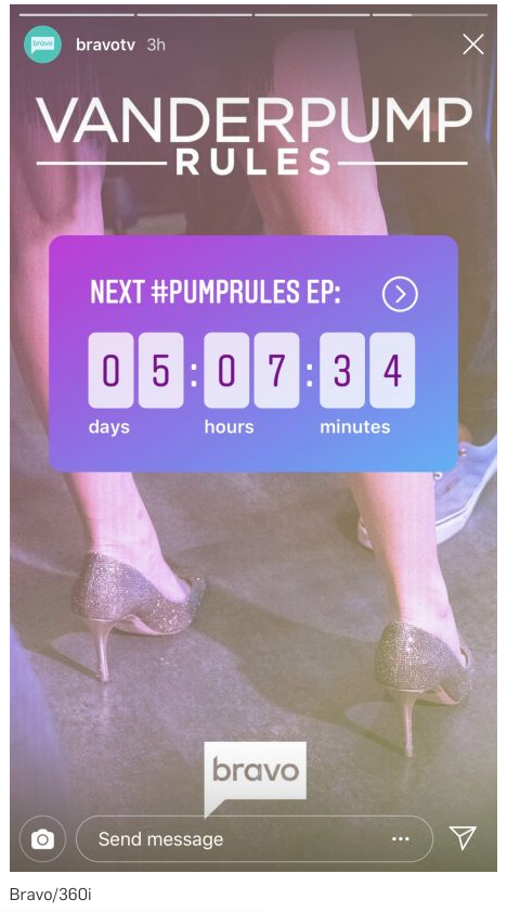 Instagram Story of Vanderpump Rules countdown