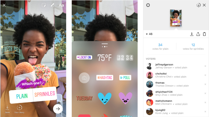 Capture d'écran des sondages Instagram