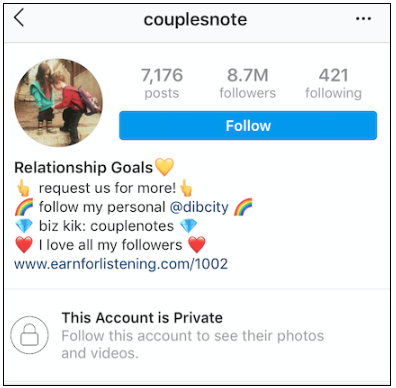 couples note instagram profile