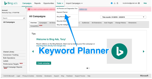 Bing Ads keyword planner