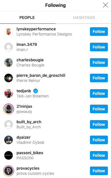 Bike company Instagram followers