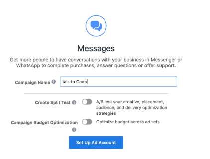 nommer votre campagne publicitaire facebook messenger