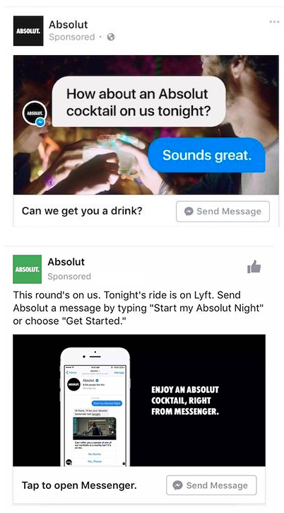 Absolut Facebook Messenger Ad