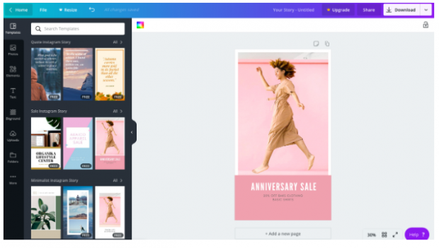 Canva Instagram Story app