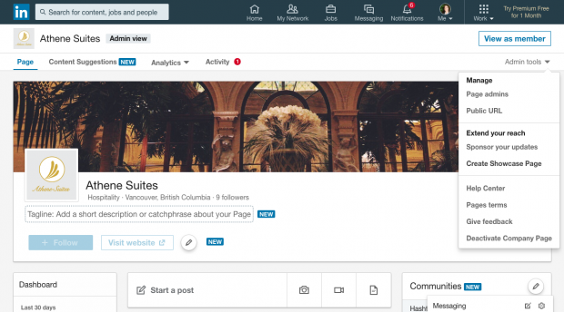 linkedin showcase page setup