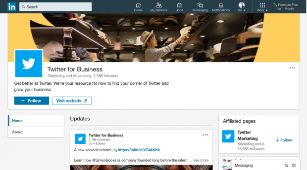 Page vitrine Twitter pour les entreprises