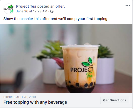 Project Tea Facebook offer ad 1