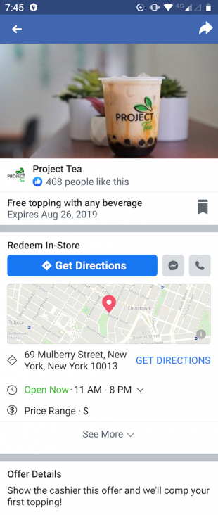 Project Tea Facebook offer ad 2