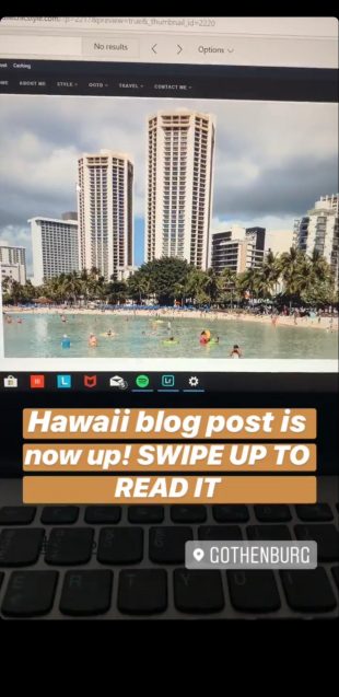 Instagram story directing to blog post