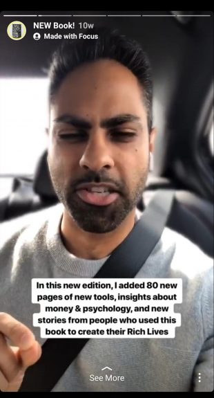 Ramit Sethi Instagram Story avec des conseils d'argent