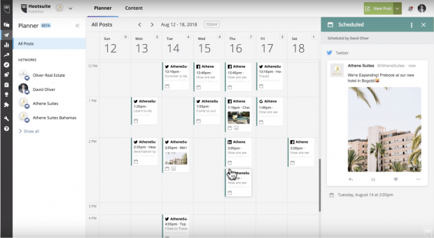 vue du calendrier Hootsuite