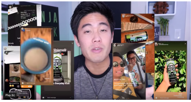 Ryan Higa montrant des clips de personnes utilisant son produit sur YouTube