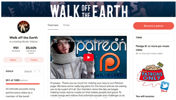 página de crowdfunding walk off the earth