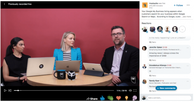 Hootsuite LinkedIn Live avec Google 