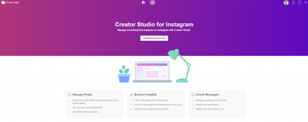 creator studio for instagram dashboard