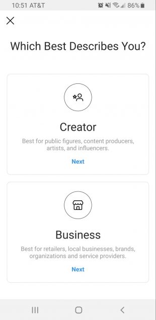 instagram creator account vs business profile