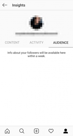 Instagram creator profile insights "Audience" tab