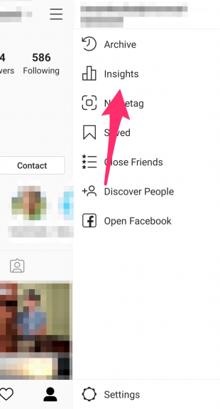 Insights button on Instagram Creator profile