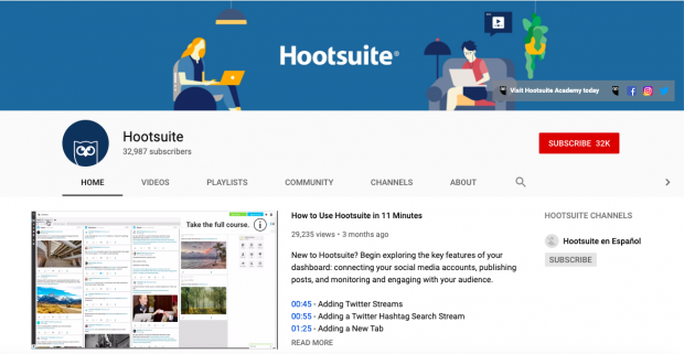 Art de la chaîne YouTube de Hootsuite 