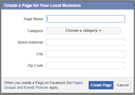 Entering information for "Your Local Business"