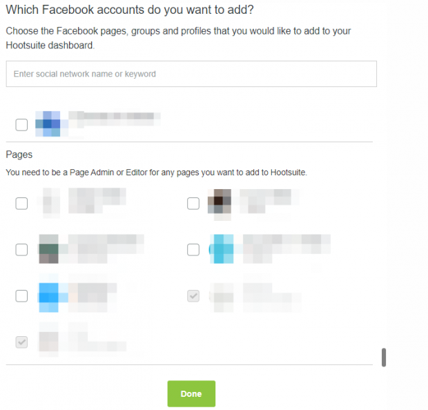 adding a Facebook account to your Hootsuite Dashboard