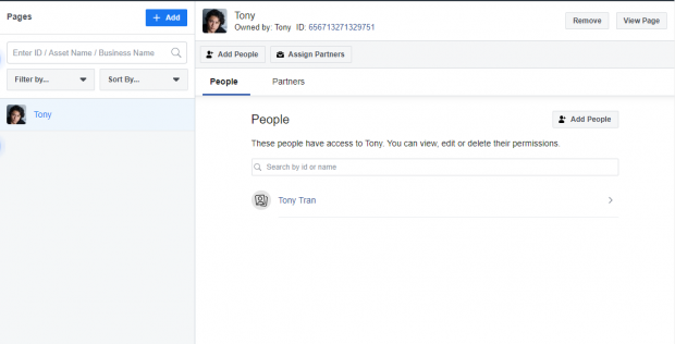 Facebook Page on left side of Tony's Hootsuite dashboard