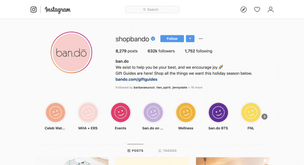 Bando profil Instagram avec lien personnalisé en bio