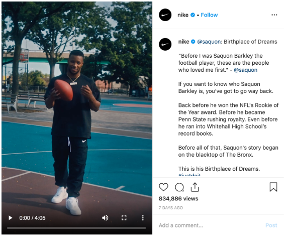 Flux vidéo Instagram de Nike