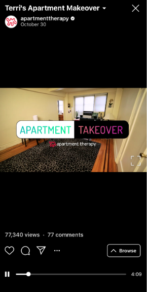 Vidéo IGTV de la série Apartment Takeover de Apartment Therapy 