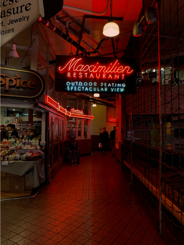 street at night with neon signs