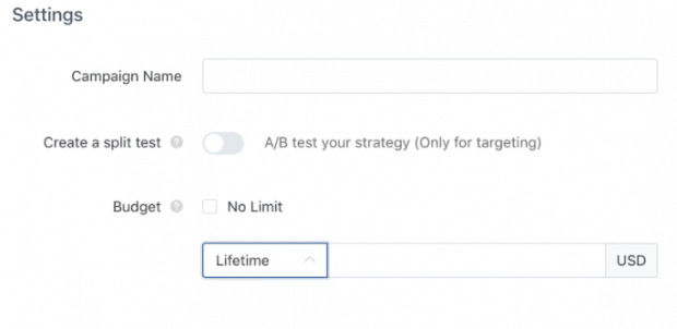 Tiktok advertising settings. Budget is set to "Lifetime"