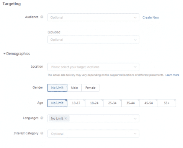 Targeting demographics for Tiktok ads